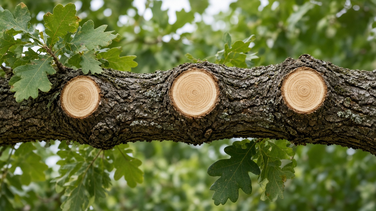 Recently trimmed deciduous branch structure
